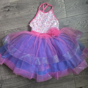 Weissman The Music In You Sequin Tutu Leotard Dress Pink Purple XSC 16776